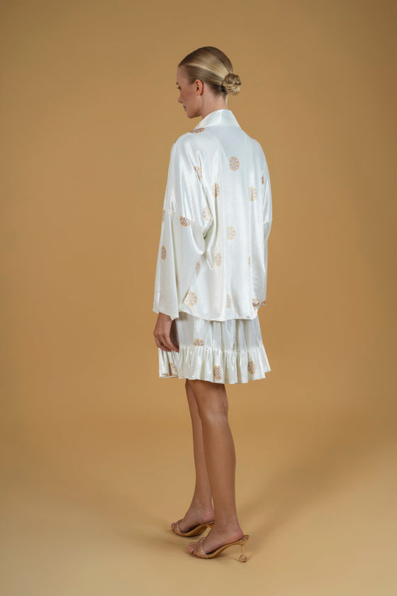 Velvety Lace Women's Blouse - Off White